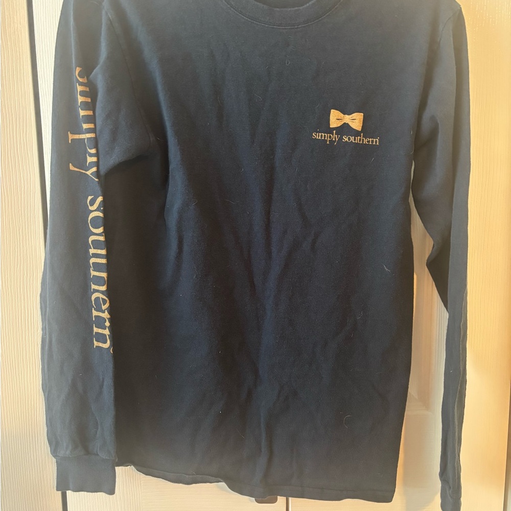 Simply Southern Navy Small Long Sleeve Tee Casual Top